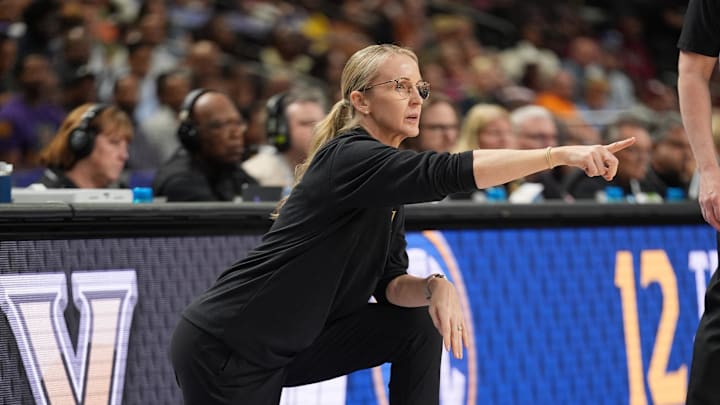 Mar 6, 2026; Greenville, SC, USA; Vanderbilt Commodores head coach Shea Ralph during the first half against the Mississippi Rebels at Bon Secours Wellness Arena. Mandatory Credit: Jim Dedmon-Imagn Images
