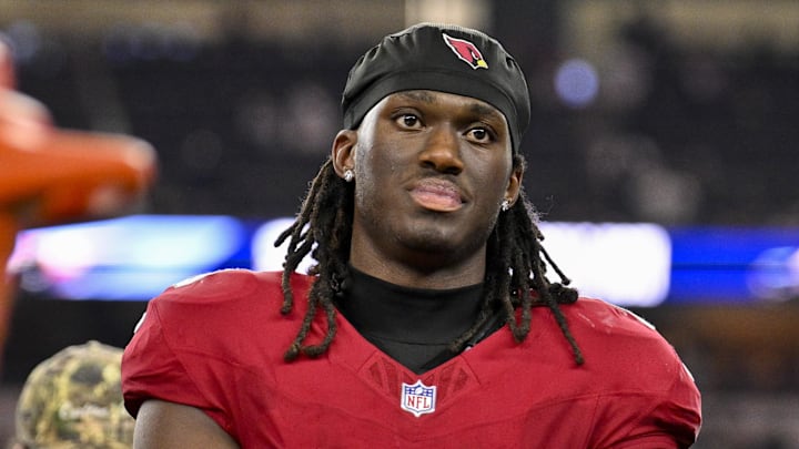 Nov 3, 2025; Arlington, Texas, USA; Arizona Cardinals wide receiver Marvin Harrison Jr. (18) walks off the field after the game between the Dallas Cowboys and the Arizona Cardinals at AT&T Stadium. Mandatory Credit: Jerome Miron-Imagn Images
