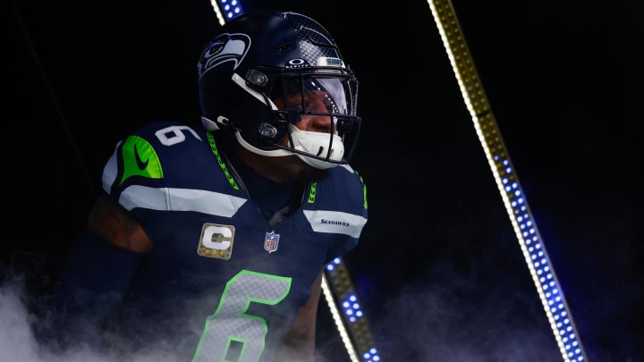 Nov 12, 2023; Seattle, Washington, USA; Seattle Seahawks safety Quandre Diggs (6) exits the locker room before a game against the Washington Commanders at Lumen Field. Mandatory Credit: Joe Nicholson-USA TODAY Sports