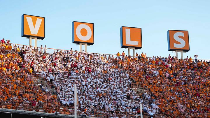 The VOLS letters during a NCAA football game between Tennessee and Georgia at Neyland Stadium in Knoxville, Tennessee, on September 13, 2025. The VOLS letters during a NCAA football game between Tennessee and Georgia at Neyland Stadium in Knoxville, Tennessee, on September 13, 2025.