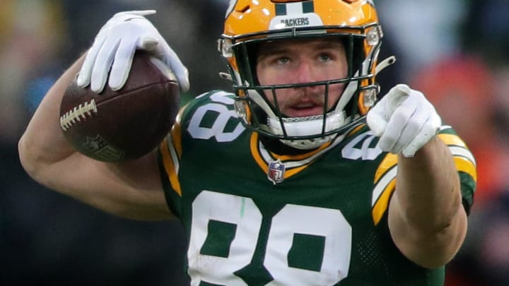 Green Bay Packers tight end Luke Musgrave (88) against the Chicago Bears on Sunday, December 7, 2025, at Lambeau Field in Green Bay, Wis. The Packers defeated the Bears 28-21.Wm.