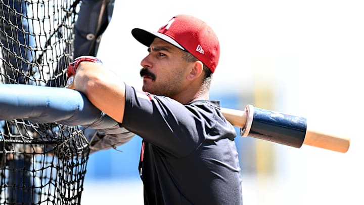Mar 4, 2025; North Port, Florida, USA; Minnesota Twins second baseman Mickey Gasper (11)  prepares to take batting practice  before the start of the spring training game against the Atlanta Braves  at CoolToday Park.