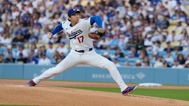 Jul 3, 2026; Los Angeles, California, USA; Los Angeles Dodgers starting pitcher Shohei Ohtani (17) throws during the first inning against the San Diego Padres at Dodger Stadium. Mandatory Credit: Jon Endow-Imagn Images Jul 3, 2026; Los Angeles, California, USA; Los Angeles Dodgers starting pitcher Shohei Ohtani (17) throws during the first inning against the San Diego Padres at Dodger Stadium. Mandatory Credit: Jon Endow-Imagn Images
