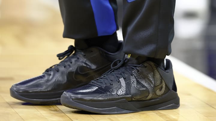 Bronny James wore the all-black Nike Kobe 5 Protro "Year of the Mamba" colorway on Monday night. Bronny James wore the all-black Nike Kobe 5 Protro "Year of the Mamba" colorway on Monday night.