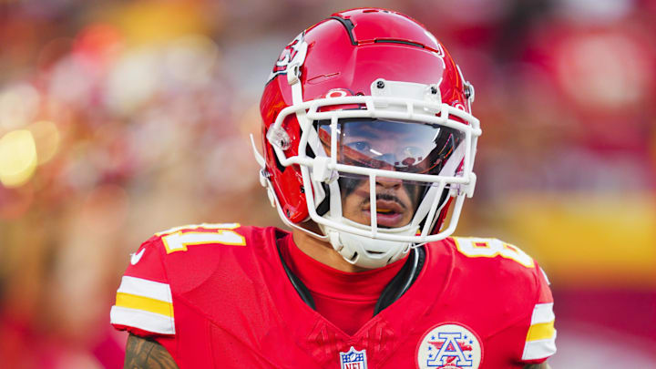 Aug 22, 2024: Kansas City Chiefs wide receiver Nikko Remigio (81) takes the field at Arrowhead Stadium.