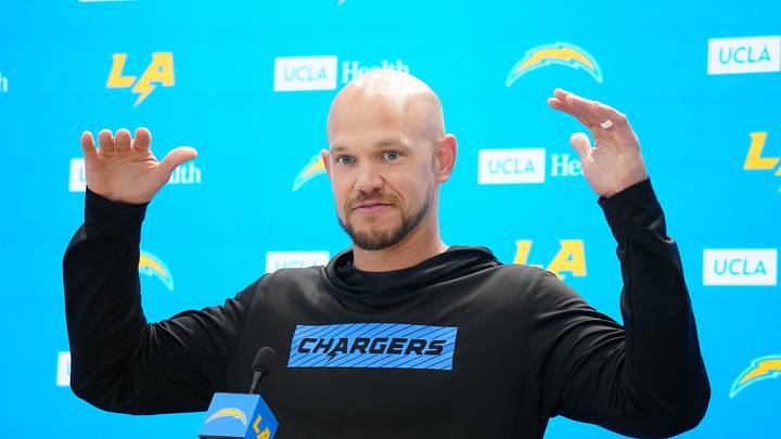 Jun 17, 2026; El Segundo, CA, USA; Los Angeles Chargers defensive coordinator Chris O'Leary at press conference during minicamp at The Bolt. Mandatory Credit: Kirby Lee-Imagn Images