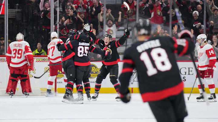 Dylan Cozens, Brady Tkachuk, Jake Sanderson, Tim Stutzle