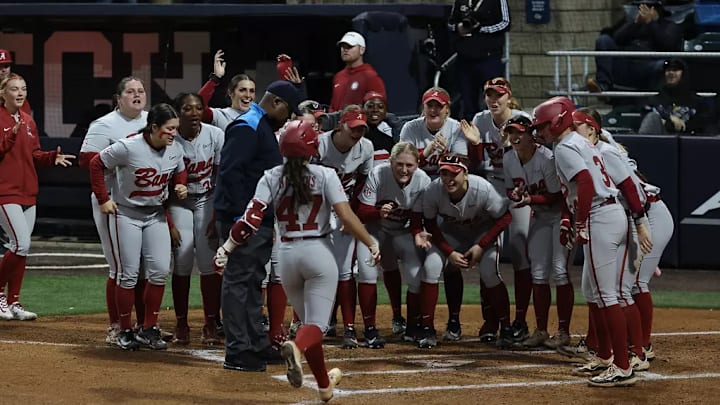 Alabama Softball Player Salen Hawkins (47) in action against Georgia Tech at Shirley Clements Mewborn Field in Atlanta, GA on Friday, Feb 6, 2026.