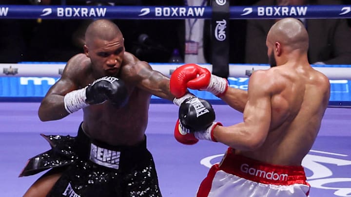 Conor Benn (left) throwing a jab against Chris Eubank Jr. (right)