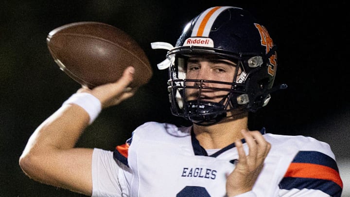 DIVISION II-A: Jared Curtis, Nashville Christian, Jr. - Here, Curtis (2) throws against BGA during their game at BGA Football Stadium in Franklin, Tenn., on Sept. 6, 2024.