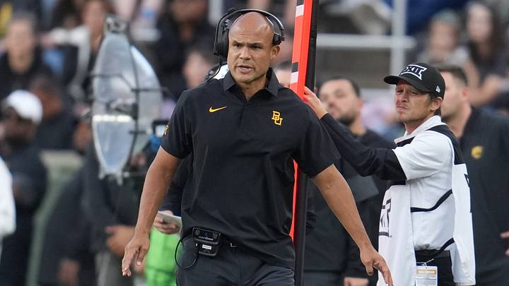 Oct 17, 2026; Waco, Texas, USA;  Baylor Bears head coach Dave Aranda on the sidelines during the first half against the TCU Horned Frogs at McLane Stadium.  Mandatory Credit: Chris Jones-Imagn Images