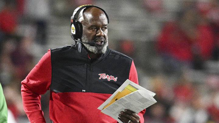 Maryland Terrapins head coach Mike Locksley during the second half against the Southern California Trojans at SECU Stadium. Maryland Terrapins head coach Mike Locksley during the second half against the Southern California Trojans at SECU Stadium.