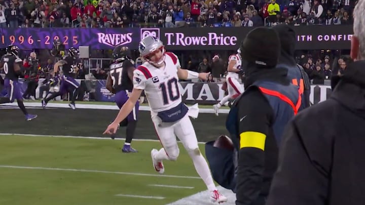 Drake Maye didn’t need to see it go in to know it was a touchdown.