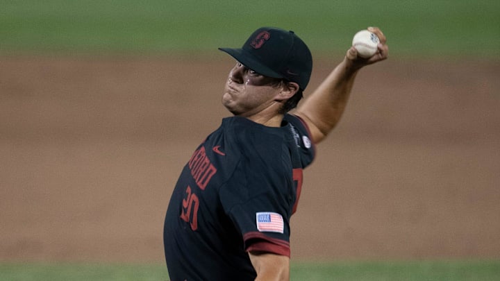 Stanford pitcher Brendan Beck (20) throws a pitch in the ninth inning against Vanderbilt during game nine in the NCAA Men s College World Series at TD Ameritrade Park Wednesday, June 23, 2021 in Omaha, Neb.
Nas Vandy Stanford 037 Stanford pitcher Brendan Beck (20) throws a pitch in the ninth inning against Vanderbilt during game nine in the NCAA Men s College World Series at TD Ameritrade Park Wednesday, June 23, 2021 in Omaha, Neb.
Nas Vandy Stanford 037