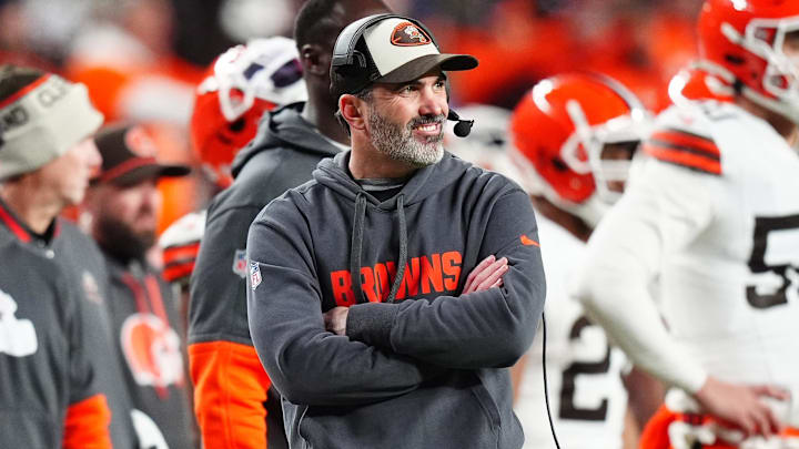Dec 2, 2024; Denver, Colorado, USA; Cleveland Browns head coach Kevin Stefanski during the second quarter against the Denver Broncos at Empower Field at Mile High.