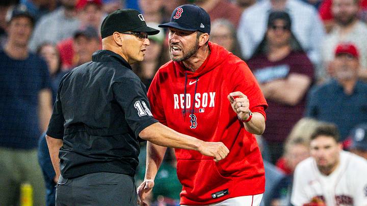 Jun 30, 2026; Boston, Massachusetts, USA; Interim manager Chad Tracy argues with umpire Vic Carapazza after an altercation in the fourth inning against the Washington Nationals at Fenway Park. Mandatory Credit: Jaiden Tripi-Imagn Images Jun 30, 2026; Boston, Massachusetts, USA; Interim manager Chad Tracy argues with umpire Vic Carapazza after an altercation in the fourth inning against the Washington Nationals at Fenway Park. Mandatory Credit: Jaiden Tripi-Imagn Images