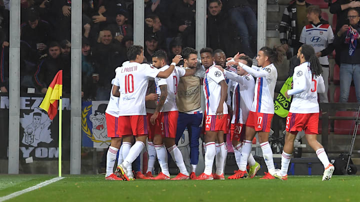 La joie des joueurs de l'OL La joie des joueurs de l'OL