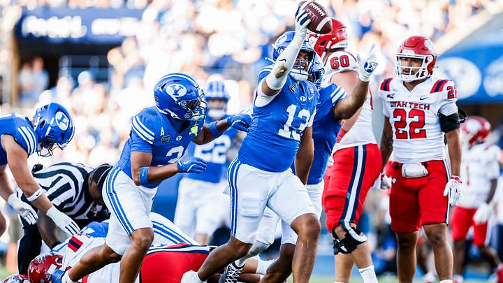 BYU defensive end Tausili Akana against Utah Tech BYU defensive end Tausili Akana against Utah Tech
