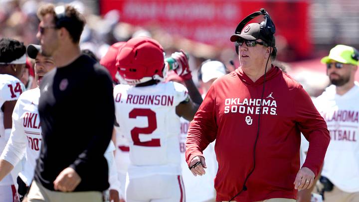 Oklahoma offensive line coach Bill Bedenbaugh is pictured during the Oklahoma's Spring Game at Gaylord Family — Oklahoma Memorial Stadium in Norman, Okla., Saturday April 18, 2026. Bedenbaugh and the Sooners have emphasized recruiting versatile offensive linemen in recent years. Oklahoma offensive line coach Bill Bedenbaugh is pictured during the Oklahoma's Spring Game at Gaylord Family — Oklahoma Memorial Stadium in Norman, Okla., Saturday April 18, 2026. Bedenbaugh and the Sooners have emphasized recruiting versatile offensive linemen in recent years.