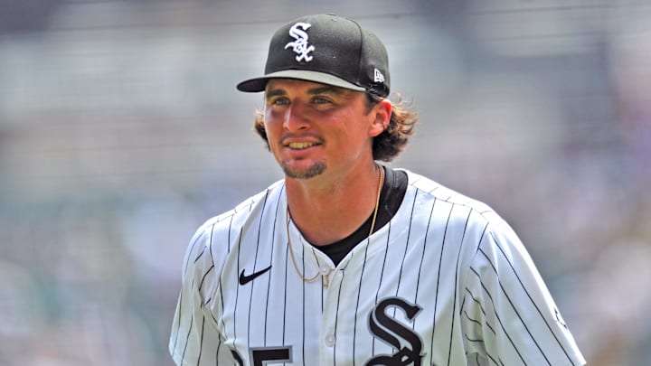 Aug 10, 2025; Chicago, Illinois, USA; Chicago White Sox starting pitcher Davis Martin (65) smiles after ending the first inning against the Cleveland Guardians at Rate Field. Mandatory Credit: Patrick Gorski-Imagn Images Aug 10, 2025; Chicago, Illinois, USA; Chicago White Sox starting pitcher Davis Martin (65) smiles after ending the first inning against the Cleveland Guardians at Rate Field. Mandatory Credit: Patrick Gorski-Imagn Images