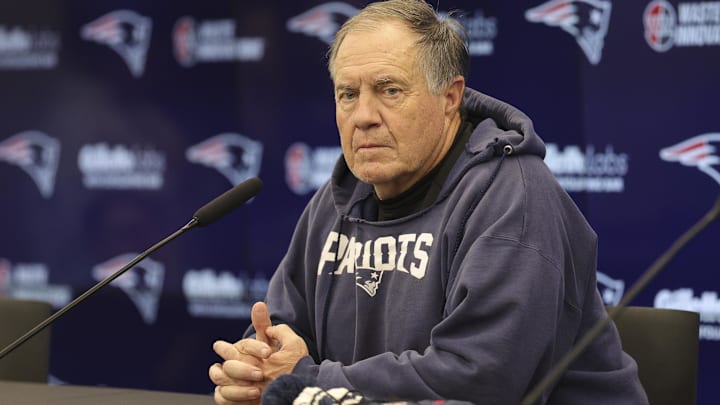 Nov 10, 2023; Frankfurt, Germany;  New England Patriots head coach Bill Belichick speaks to the