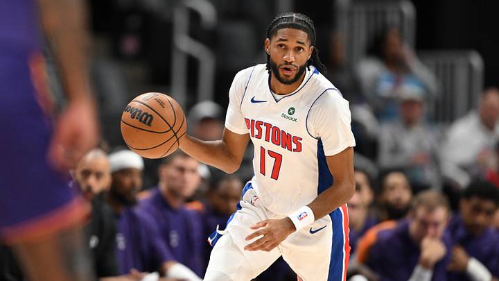 Oct 5, 2026; Detroit, Michigan, USA; Detroit Pistons guard Isaiah Joe (17) takes the ball up the court against the Phoenix Suns in the first quarter at Little Caesars Arena. Mandatory Credit: Lon Horwedel-Imagn Images Oct 5, 2026; Detroit, Michigan, USA; Detroit Pistons guard Isaiah Joe (17) takes the ball up the court against the Phoenix Suns in the first quarter at Little Caesars Arena. Mandatory Credit: Lon Horwedel-Imagn Images
