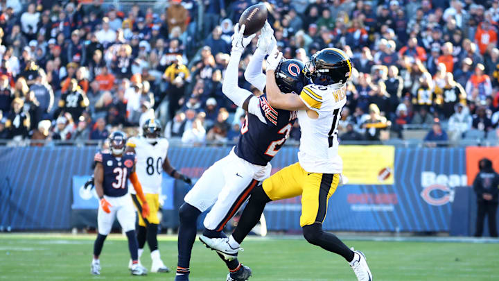 Another pass breakup for Nahshon Wright on a throw to Roman Wilson in Sunday's Bears win.