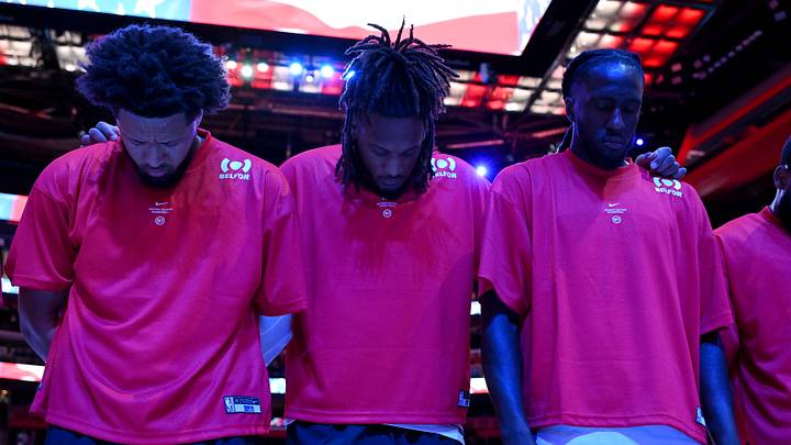 Oct 5, 2026; Detroit, Michigan, USA; Detroit Pistons players, from left: Cade Cunningham, Isaac Jones and Taurean Prince stand during the National Anthem before their game against the Phoenix Suns at Little Caesars Arena. Mandatory Credit: Lon Horwedel-Imagn Images Oct 5, 2026; Detroit, Michigan, USA; Detroit Pistons players, from left: Cade Cunningham, Isaac Jones and Taurean Prince stand during the National Anthem before their game against the Phoenix Suns at Little Caesars Arena. Mandatory Credit: Lon Horwedel-Imagn Images