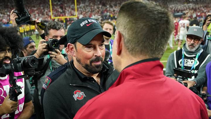 Dec 6, 2025; Indianapolis, IN, USA; Ohio State Buckeyes head coach Ryan Day and Indiana Hoosiers head coach Curt Cignetti shake hands after the 2025 Big Ten championship game at Lucas Oil Stadium. Mandatory Credit: Robert Goddin-Imagn Images Dec 6, 2025; Indianapolis, IN, USA; Ohio State Buckeyes head coach Ryan Day and Indiana Hoosiers head coach Curt Cignetti shake hands after the 2025 Big Ten championship game at Lucas Oil Stadium. Mandatory Credit: Robert Goddin-Imagn Images