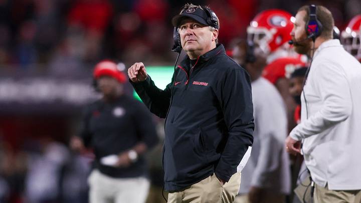 Nov 29, 2024; Athens, Georgia, USA; Georgia Bulldogs head coach Kirby Smart on the sideline against the Georgia Tech Yellow Jackets in the third quarter at Sanford Stadium. Mandatory Credit: Brett Davis-Imagn Images