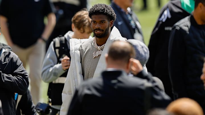 Apr 19, 2025; Boulder, CO, USA; Colorado Buffaloes former player Shedeur Sanders before the spring game at Folsom Field. Mandatory Credit: Isaiah J. Downing-Imagn Images Apr 19, 2025; Boulder, CO, USA; Colorado Buffaloes former player Shedeur Sanders before the spring game at Folsom Field. Mandatory Credit: Isaiah J. Downing-Imagn Images