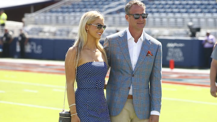 Mississippi Rebels head coach Lane Kiffin poses for a photo with his daughter Landry Kiffin prior to the game against the LSU Tigers at Vaught-Hemingway Stadium. Mississippi Rebels head coach Lane Kiffin poses for a photo with his daughter Landry Kiffin prior to the game against the LSU Tigers at Vaught-Hemingway Stadium.