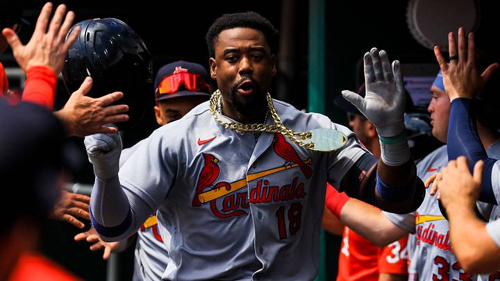 Aug 20, 2026; Cincinnati, Ohio, USA; St. Louis Cardinals outfielder Jordan Walker (18) high fives teammates after hitting a three-run home run in the third inning against Cincinnati Reds at Great American Ball Park. Mandatory Credit: Katie Stratman-Imagn Images Aug 20, 2026; Cincinnati, Ohio, USA; St. Louis Cardinals outfielder Jordan Walker (18) high fives teammates after hitting a three-run home run in the third inning against Cincinnati Reds at Great American Ball Park. Mandatory Credit: Katie Stratman-Imagn Images