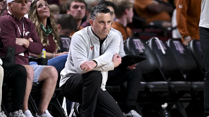 Texas Longhorns head coach Sean Miller looks on during the second half against the Texas A&M Aggies.