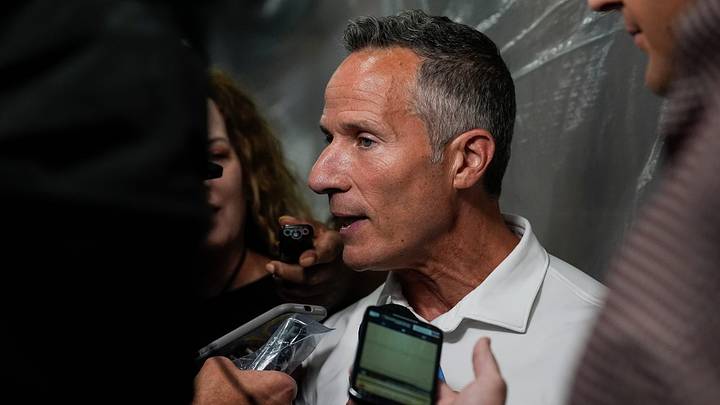 Detroit Tigers team owner Chris Ilitch talks to reporters after the Tigers clinch a wild card spot in the MLB playoff after defeating the White Sox 4-1 at Comerica Park in Detroit on Friday, Sept. 27, 2024.