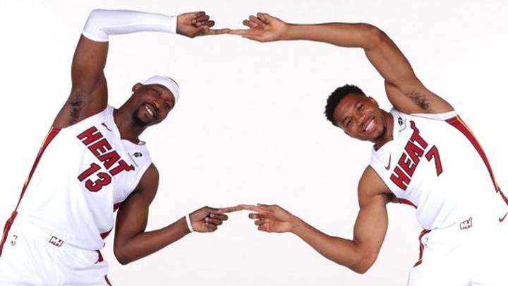 Bam And Giannis from Miami Heat Media day. Bam And Giannis from Miami Heat Media day.