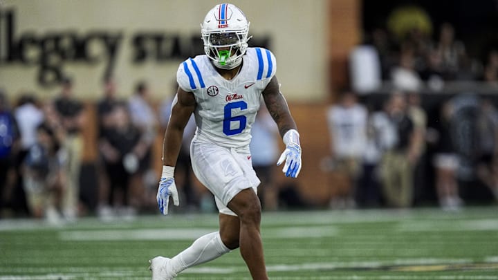 Sep 14, 2024; Winston-Salem, North Carolina, USA;  Mississippi Rebels linebacker TJ Dottery (6) during the first half against the Wake Forest Demon Deacons at Allegacy Federal Credit Union Stadium. Mandatory Credit: Jim Dedmon-Imagn Images