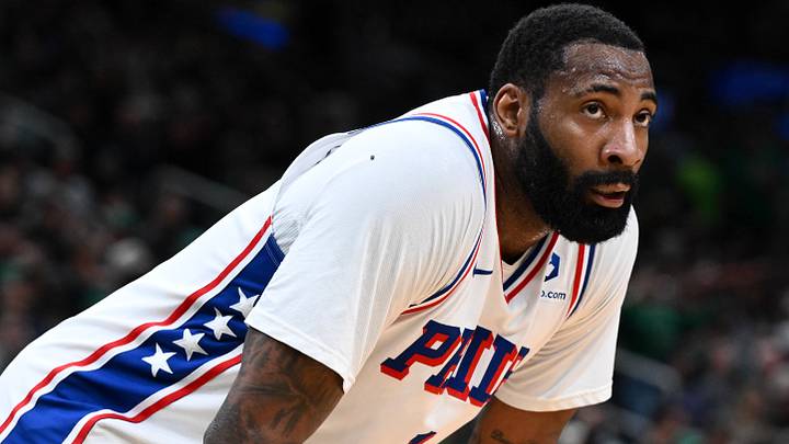 Apr 21, 2026; Boston, Massachusetts, USA; Philadelphia 76ers center Andre Drummond (1) watches a free-throw against the Boston Celtics in the first half of a game two of the first round of the 2026 NBA Playoffs at TD Garden. Mandatory Credit: Brian Fluharty-Imagn Images