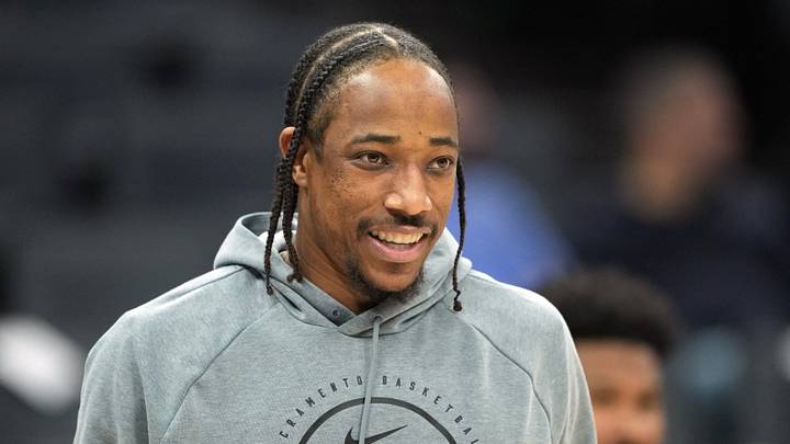 Apr 5, 2026; Sacramento, California, USA; Sacramento Kings guard DeMar DeRozan (10) walks on the court before the game against the LA Clippers at Golden 1 Center. Mandatory Credit: Darren Yamashita-Imagn Images