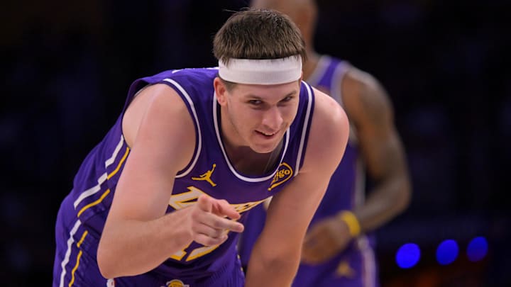 Feb 5, 2026; Los Angeles, California, USA; Los Angeles Lakers guard Austin Reaves (15) reacts after a foul in the second half against the Philadelphia 76ers at Crypto.com Arena. Mandatory Credit: Jayne Kamin-Oncea-Imagn Images Feb 5, 2026; Los Angeles, California, USA; Los Angeles Lakers guard Austin Reaves (15) reacts after a foul in the second half against the Philadelphia 76ers at Crypto.com Arena. Mandatory Credit: Jayne Kamin-Oncea-Imagn Images