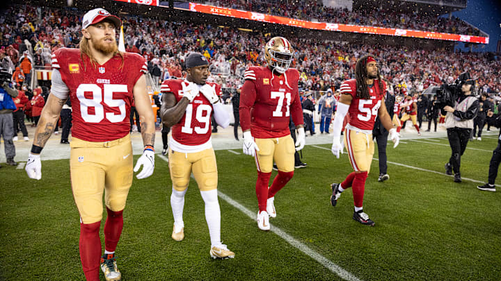 George Kittle, Deebo Samuel, Trent Williams, Fred Warner of the San Francisco 49ers