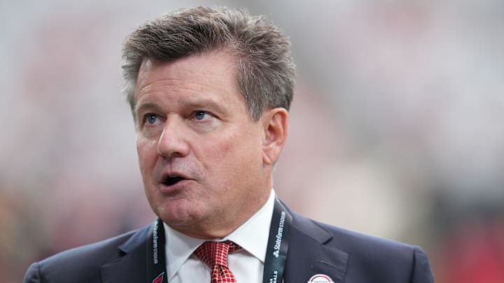 Sep 14, 2025; Glendale, Arizona, USA;  Arizona Cardinals owner Michael Bidwill prior to the game against the Carolina Panthers at State Farm Stadium. Mandatory Credit: Joe Camporeale-Imagn Images