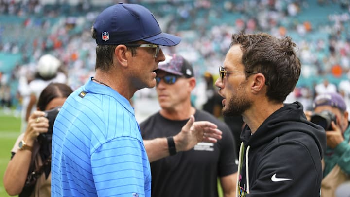 Former Dolphins coach Mike McDaniel joined Jim Harbaugh's Chargers as their offensive coordinator.