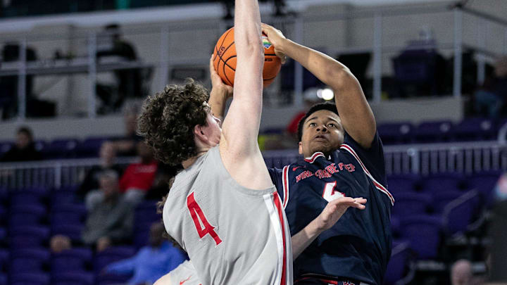 Malachi Martis of Windermere Prep goes up for a shot in the City of Palms Classic on Tuesday, Dec. 19, 2023, at Suncoast Credit Union Arena in Fort Myers.