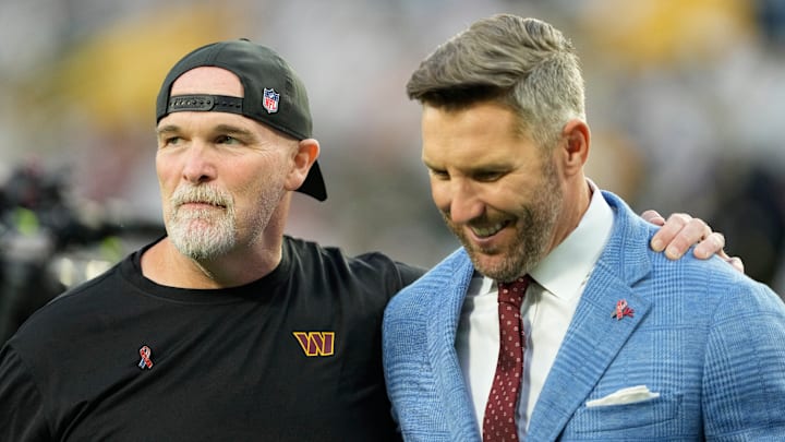 Washington Commanders head coach Dan Quinn and general manager Adam Peters