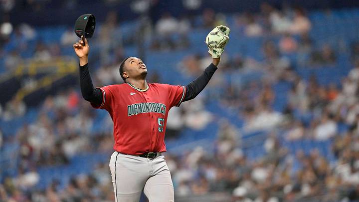 Jun 27, 2026; St. Petersburg, Florida, USA; Arizona Diamondbacks pitcher Jose Cabrera (53) reacts during the sixth inning against Tampa Bay Rays at Tropicana Field. Mandatory Credit: Pablo Robles-Imagn Images Jun 27, 2026; St. Petersburg, Florida, USA; Arizona Diamondbacks pitcher Jose Cabrera (53) reacts during the sixth inning against Tampa Bay Rays at Tropicana Field. Mandatory Credit: Pablo Robles-Imagn Images