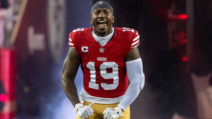 January 20, 2024; Santa Clara, CA, USA; San Francisco 49ers wide receiver Deebo Samuel (19) before a 2024 NFC divisional round game against the Green Bay Packers at Levi's Stadium. Mandatory Credit: Kyle Terada-Imagn Images