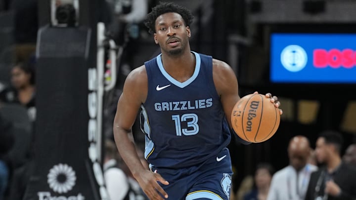 Mar 22, 2024; San Antonio, Texas, USA; Memphis Grizzlies forward Jaren Jackson Jr. (13) dribbles the
