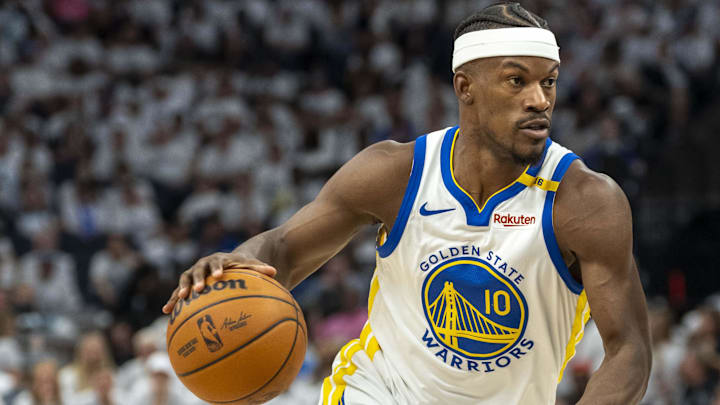 May 14, 2025; Minneapolis, Minnesota, USA; Golden State Warriors forward Jimmy Butler III (10) drives to the basket against the Minnesota Timberwolves in the second half during game five of the second round for the 2025 NBA Playoffs at Target Center. Mandatory Credit: Jesse Johnson-Imagn Images May 14, 2025; Minneapolis, Minnesota, USA; Golden State Warriors forward Jimmy Butler III (10) drives to the basket against the Minnesota Timberwolves in the second half during game five of the second round for the 2025 NBA Playoffs at Target Center. Mandatory Credit: Jesse Johnson-Imagn Images