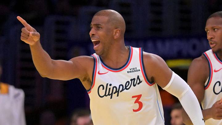 Nov 25, 2025; Los Angeles, California, USA; Los Angeles Clippers guard Chris Paul (3) reacts after a three point basket in the first half against the Los Angeles Lakers at Crypto.com Arena. Mandatory Credit: Jayne Kamin-Oncea-Imagn Images Nov 25, 2025; Los Angeles, California, USA; Los Angeles Clippers guard Chris Paul (3) reacts after a three point basket in the first half against the Los Angeles Lakers at Crypto.com Arena. Mandatory Credit: Jayne Kamin-Oncea-Imagn Images
